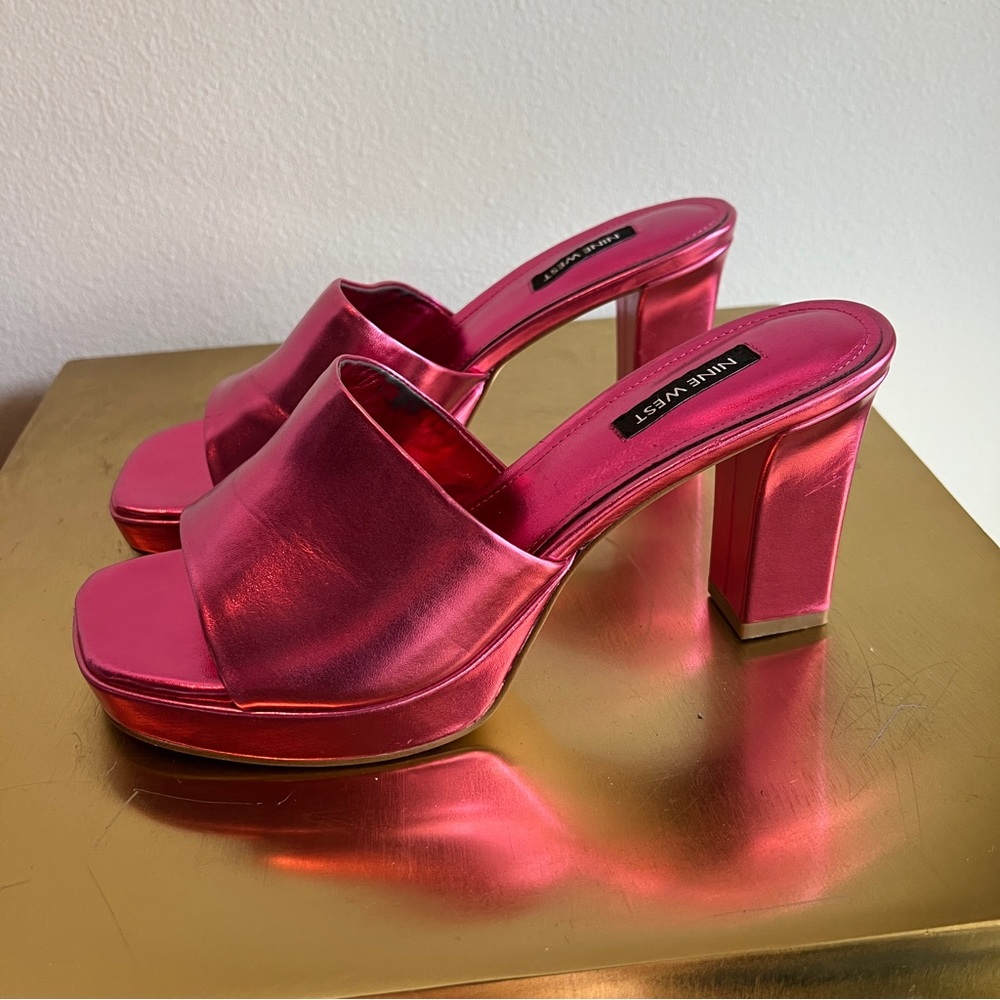 Nine West Pink Heels with Chunky Block Heel